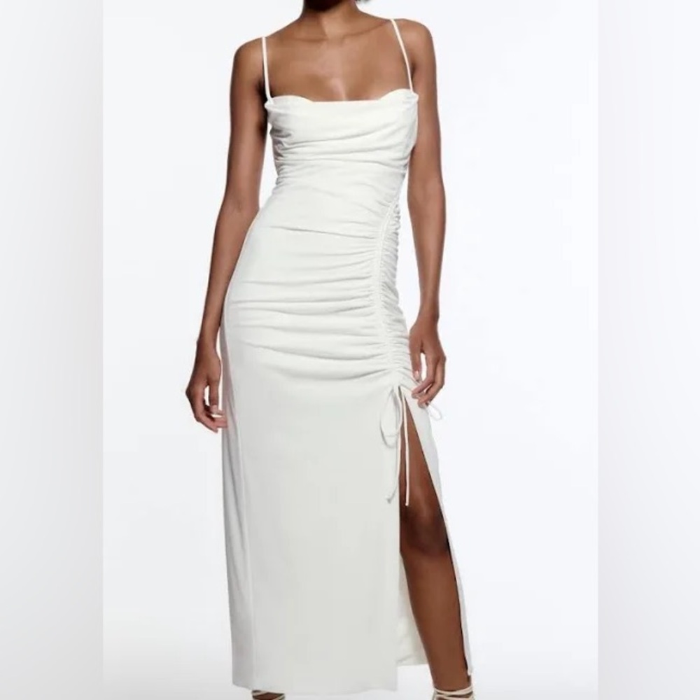 Zara White Ruched Dress - NWT - XXL